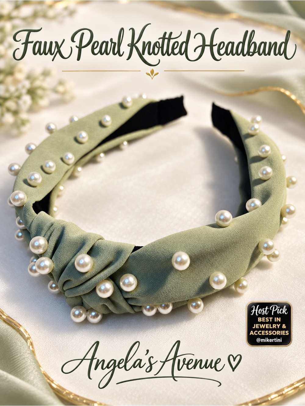 Faux Pearl Sage Knotted Headband 🎉HOST PICK🎉